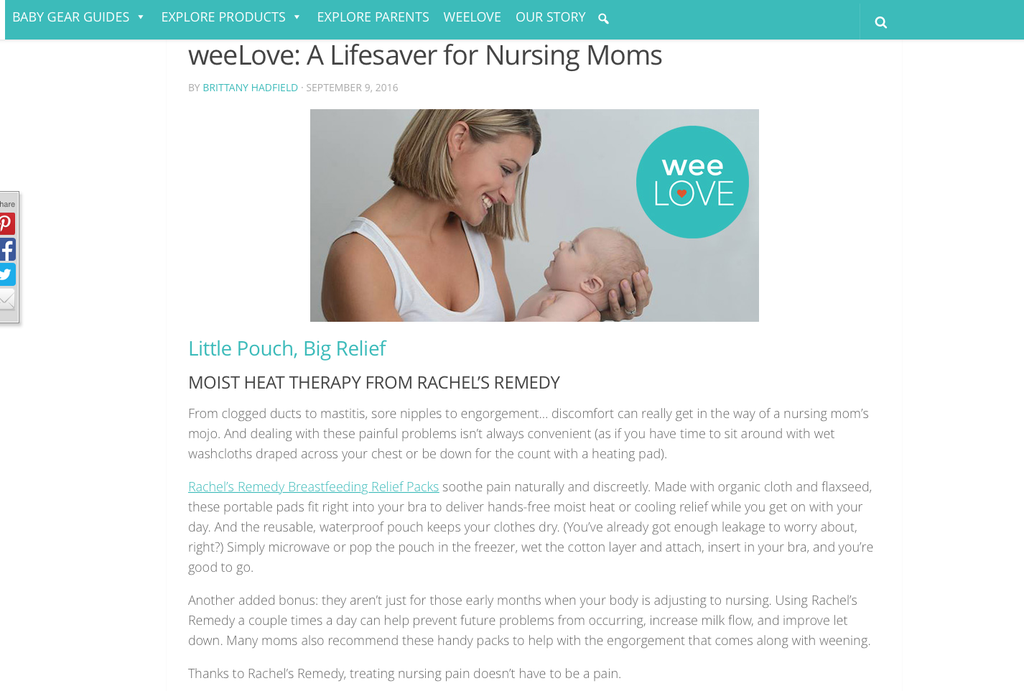weeLove: A Lifesaver for Nursing Moms, Little Pouch, Big Relief, Moist Heat Therapy From Rachel's Remedy